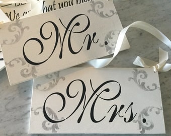 Weddings, wedding decor, Mr and mrs signs, chair signs