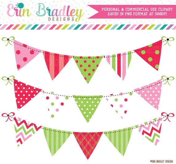 Christmas Bunting Banner Flag Clipart Commercial Use Clip Art Graphics Instant Download Il_570xn
