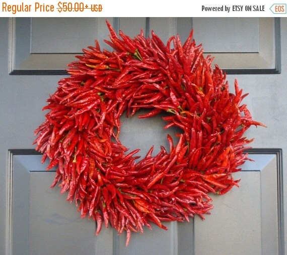 WREATH SALE Organic Red Chili  Pepper Wreath by ElegantWreath