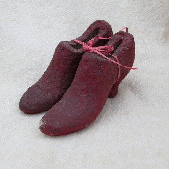 Items similar to Pair Antique Macerated Money High Heel Ladies Shoes on