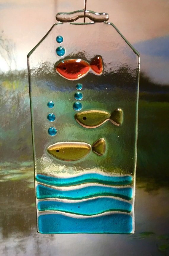 Fish fused glass suncatcher