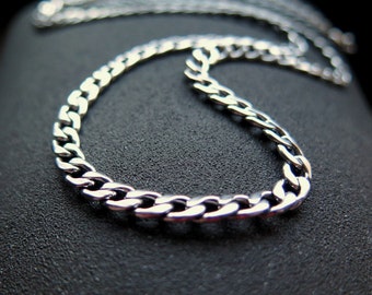 mens necklace. stainless steel jewelry. 22 inch silver curb chain for men. made in Canada.