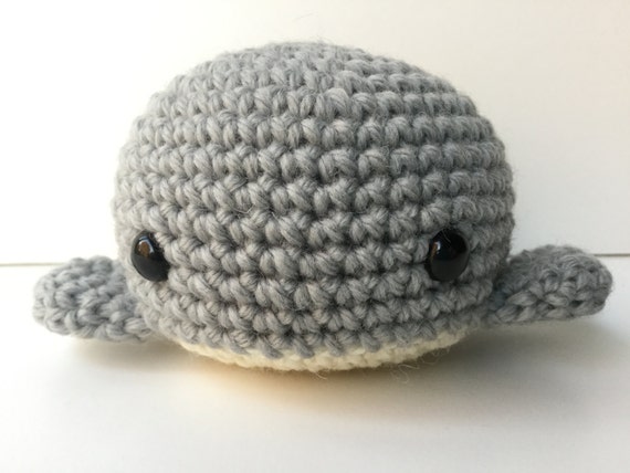 Items similar to Amigurumi Crochet Pearl Gray Whale Plush Toy Kawaii ...