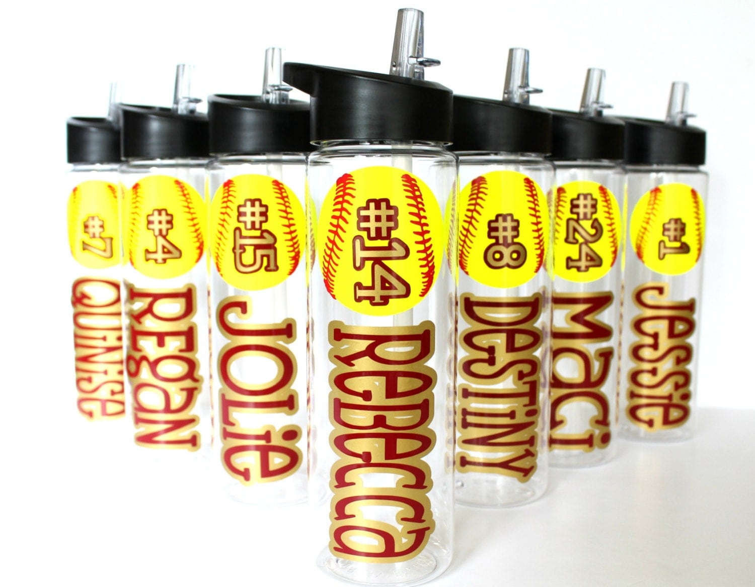 Personalized Softball Water Bottle Custom Colors Back to