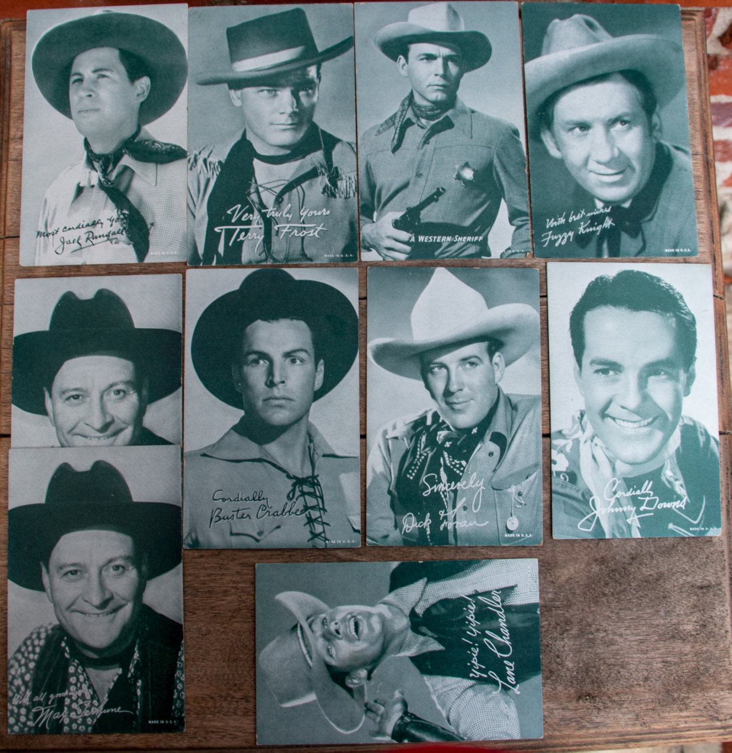 Lot of 10 Cowboy Arcade Cards Vintage Black and White