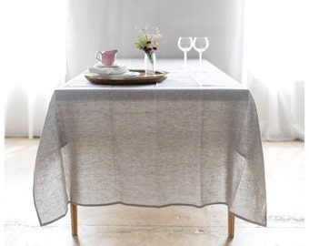 Bohemian Linen Tablecloth- Natural Linen - Linen Table cloth - Square and rectangle shape - Free Shipping to USA