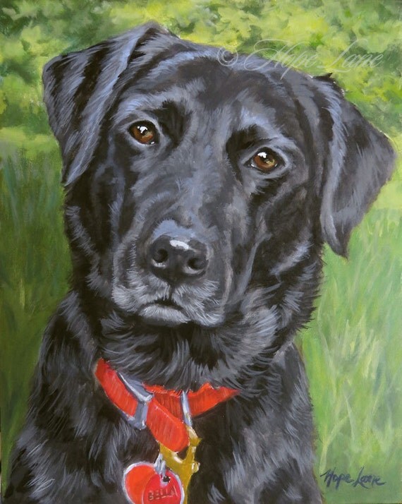 Black Lab Custom Pet Portrait Painting Labrador Retriever Black Lab Custom Pet Portrait Painting Labrador Retriever