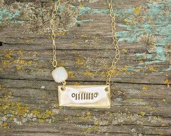Jeep Necklace/ Custom Gold Jewelry/ Jeep Girl/ Gold Necklace/ Dainty Necklace/ Custom Crystal Color/ Jeep Wrangler Accessory