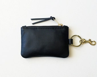 Keychain Coin Purse, Leather Keychain Wallet, Keychain Credit Card Wallet, Keychain ID Wallet, Metro Card Keychain Pouch, Keychain Zip Pouch