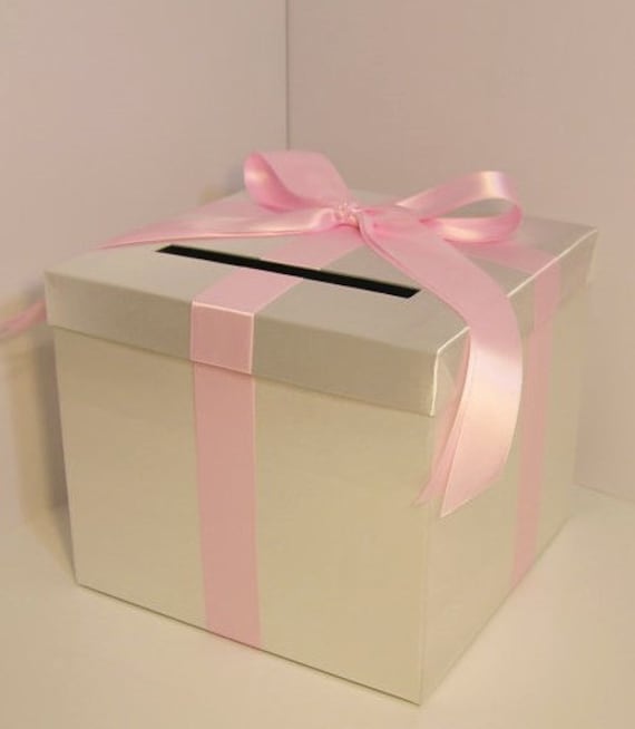 Wedding Card Box Ivory and Baby Pink Gift Card Box Money Box