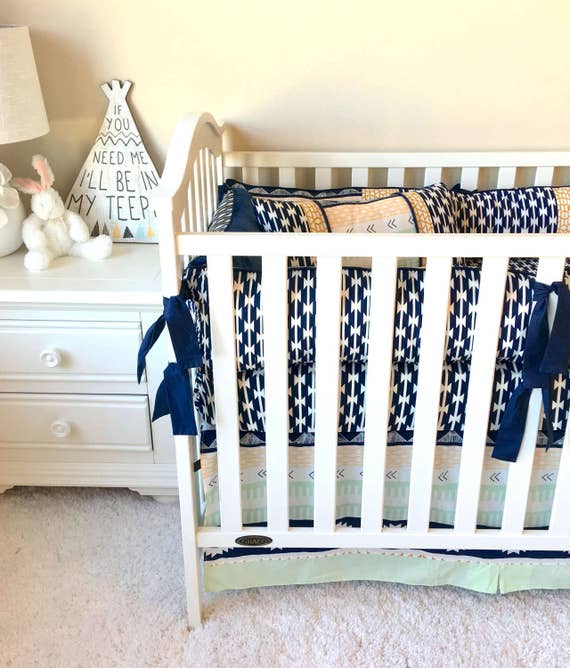 Boy's Crib Bedding Navy Aztec Baby Bedding Crib Bedding