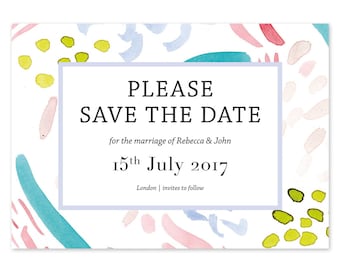 x 30 hand painted Brooklyn save the date cards