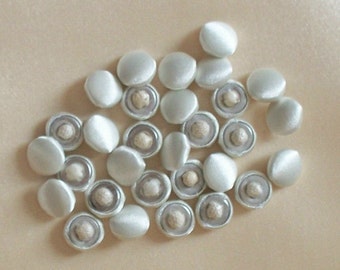 Ivory Bridal Buttons, Decorative Satin Buttons, Ivory Satin, 3/8", Cloth Shank, Set of TWO dozen, Also available in white satin