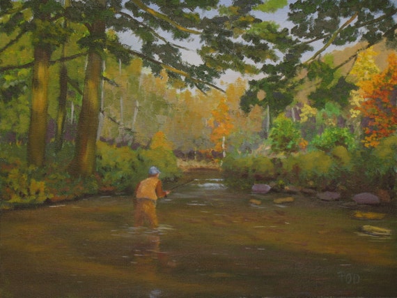 Fly Fishing artoriginal oil painting 12x16