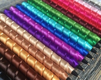 Create Your Own Clueless Pen - Custom Feather Pen - 14 Marabou Feather Colors & 20 Ribbon Colors to Choose From - Wedding Guest Book Pen