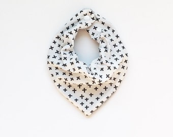 Baby Bandana Bib, Drool Bib, Toddler Bib, Black and White, Gender Neutral - Plus Signs