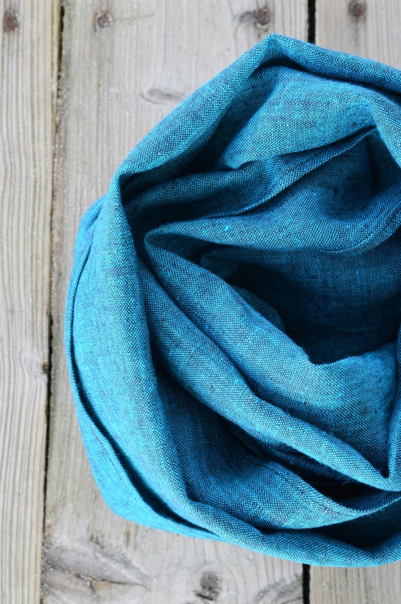 Mens Scarf - Blue Linen Scarf - Linen Wrap Scarf - Linen Shawl - Linen Scarf - Women Scarf - Linen Accessory - Scarf With Fringe