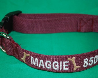 Personalized Embroidered Dog Collar With Embroidered Name and Phone Number Great Gift for Dogs