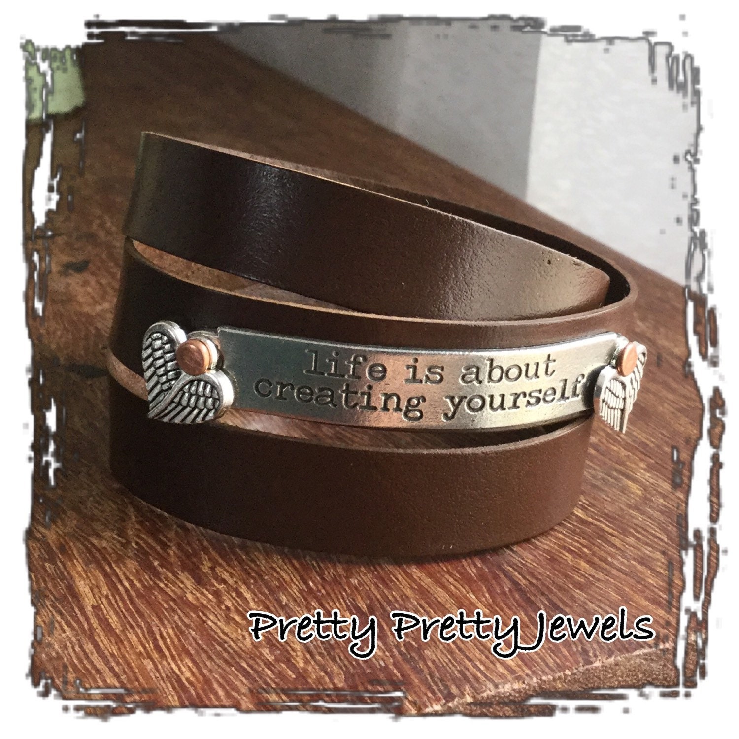 Inspirational Leather Wrap Bracelet