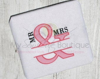 Mr & Mrs Wedding Appliqué Embroidery Design - 12 Sizes - Instant Download