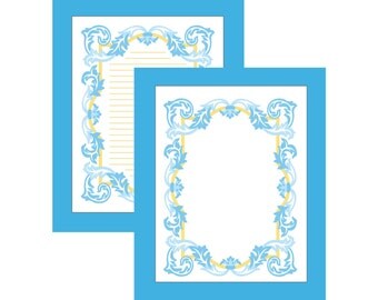 Digital Stationary / Printable Stationary / Stationary Template / Journal Paper / Scroll Design / French Country / Custom Colors Available!