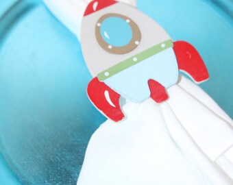 Rocket Ship Napkin Rings Set of 6