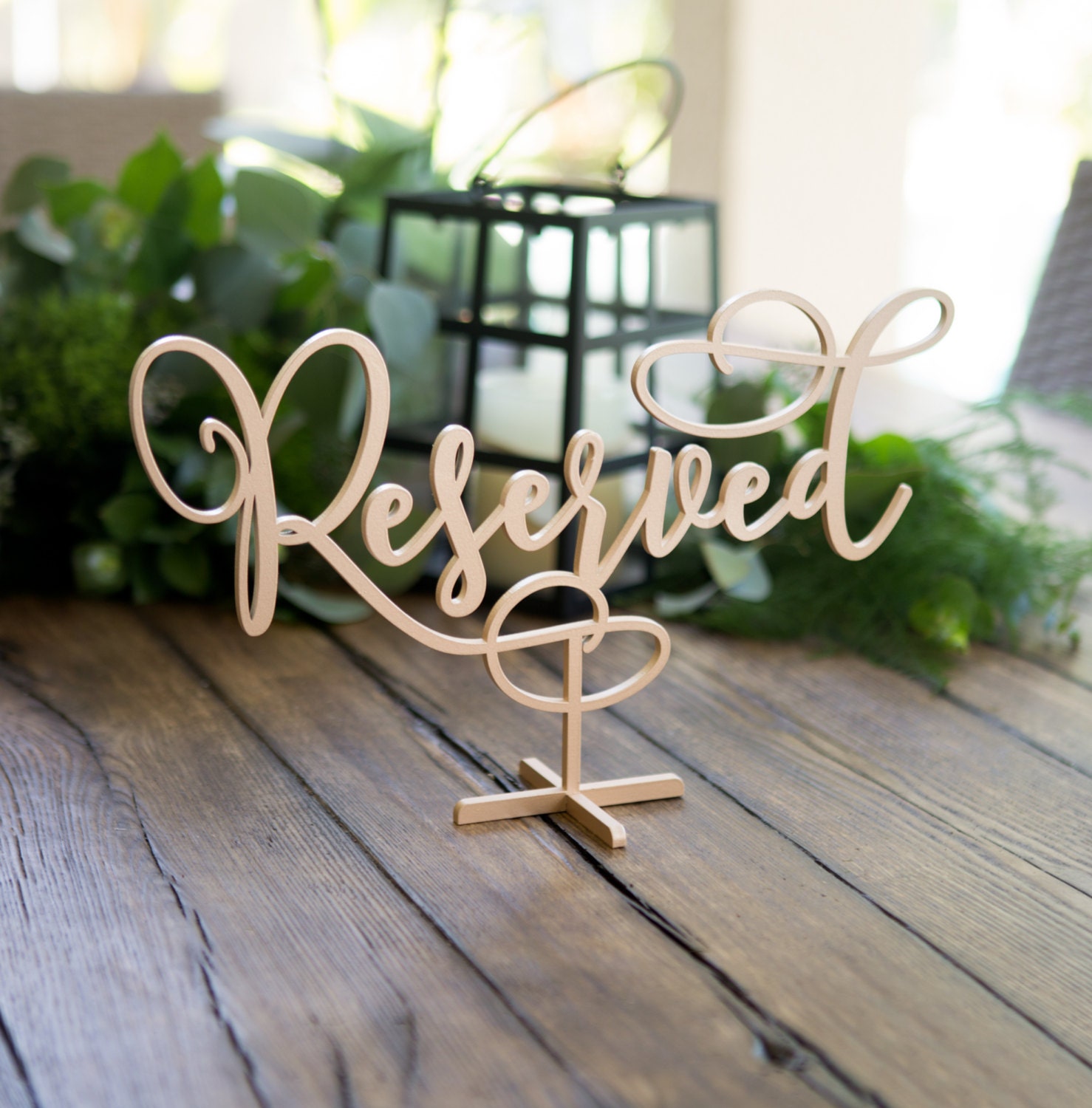 Wood Standing Reserved Table Sign for Wedding Custom Painted