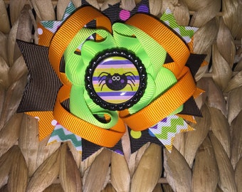 Items similar to Halloween Itsy Bitsy Spider Over-the-Top Hair Bow Bow ...