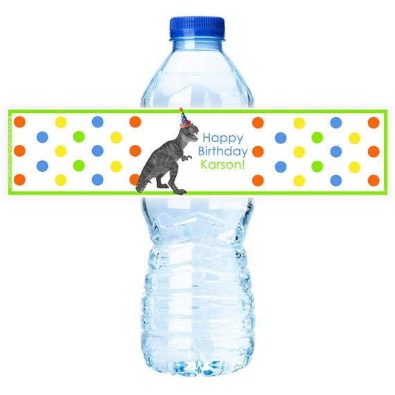Dino Party Water Bottle Labels Il_570xn