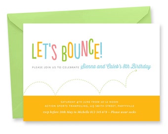 Trampoline Party Invitation, Bounce House Birthday Invitation, Jump Invitation, Gym Party Invitation, Trampoline Birthday Invite, PRINTABLE.