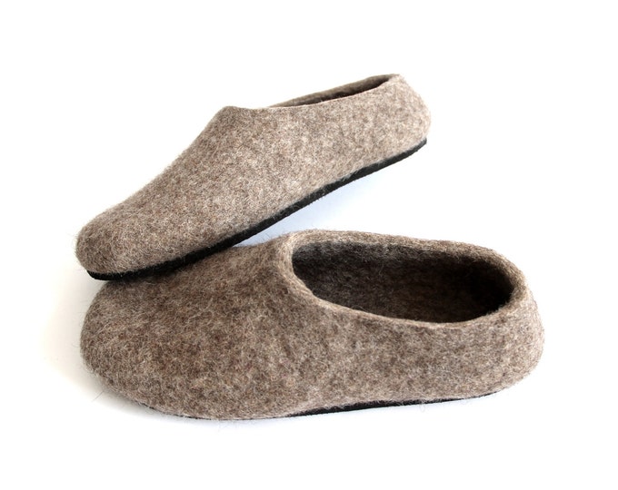 Ecofriendly Mens Felted Slippers House Shoes For Men, Woolen Slippers, Men Slippers Boots Felted Wool Slippers Organic Wool Shoes, Dad Gifts