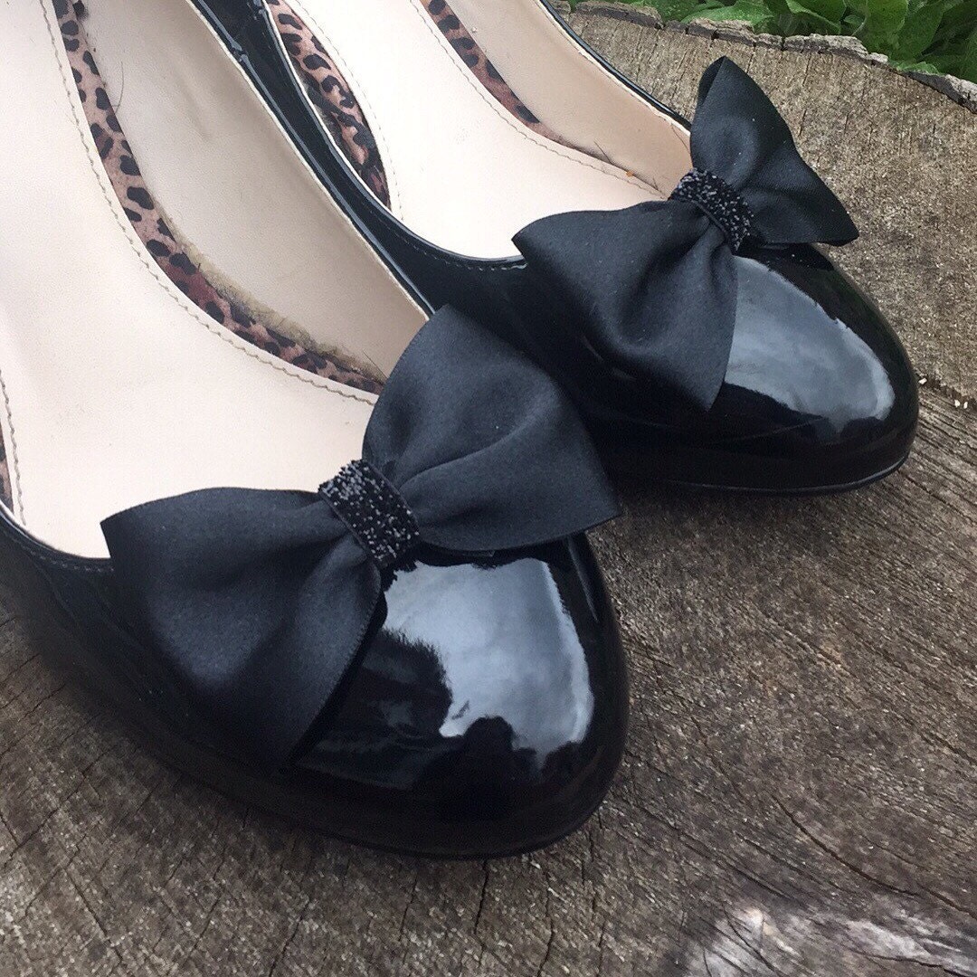 black satin bow shoes
