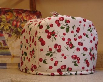 ARTI Toaster cover RED CHERRIES on White for 2 slice Toastmaster with bagel setting