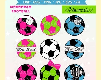 football Monogram svg cutting file, sport soccor clip art, vector olympic clip art, soccer ball monograme frame, SVG cut files frame