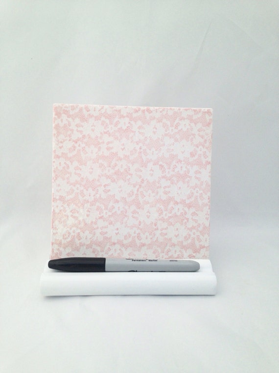 Pink Lace Ceramic Tile Dry Erase Board With Stand and Dry