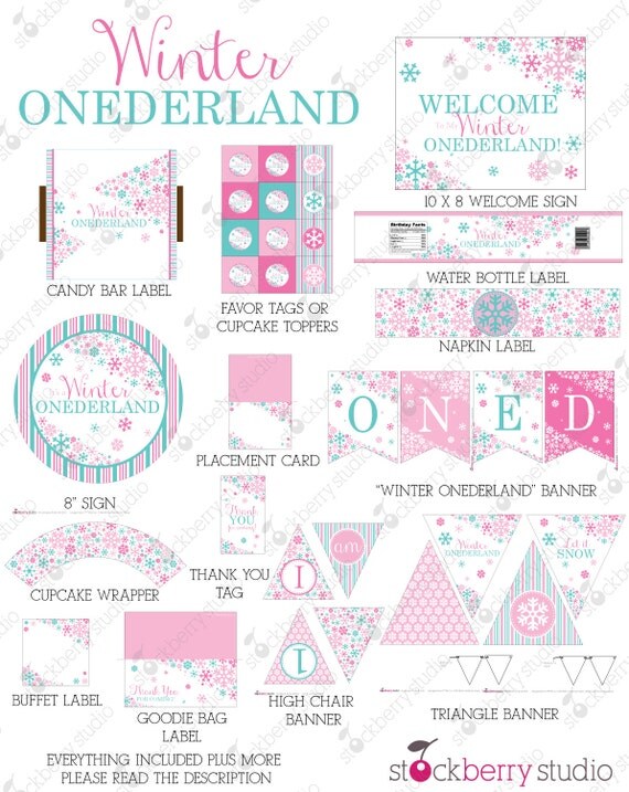Download Items similar to Girl Winter Onederland Birthday Printable ...