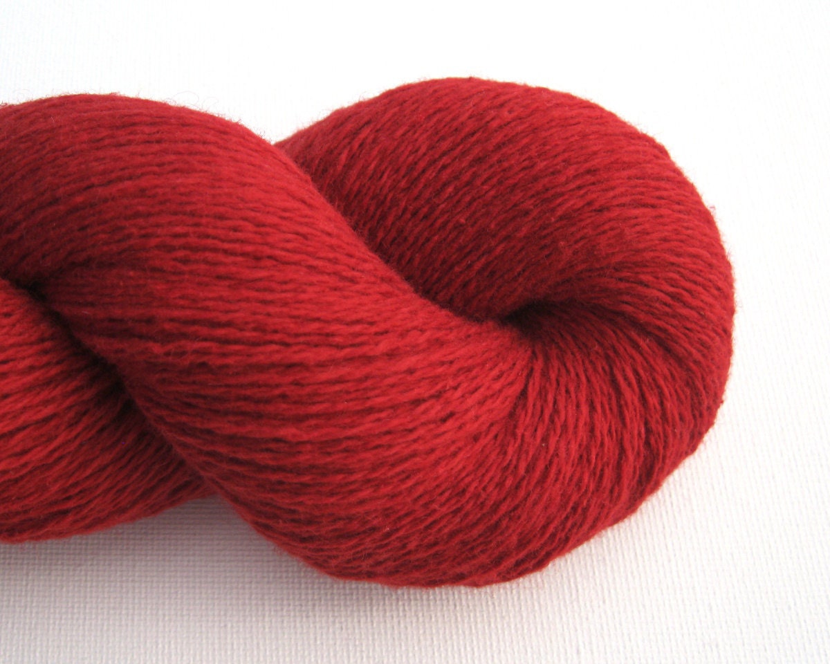 Cotton Nylon Wool Blend Recycled Yarn Heavy Lace Weight Red