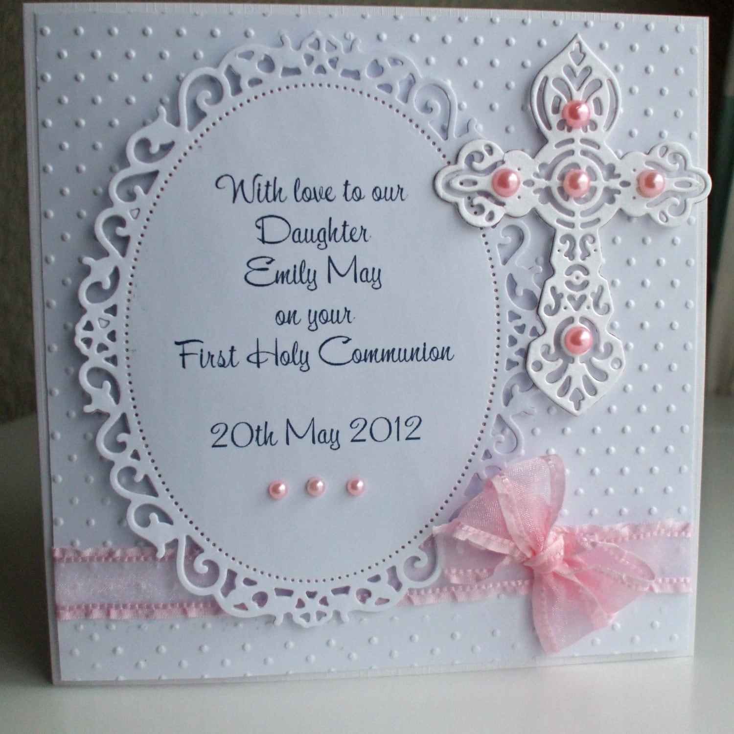 Handmade Personalized First Holy Communion Card by CraftyAudrey