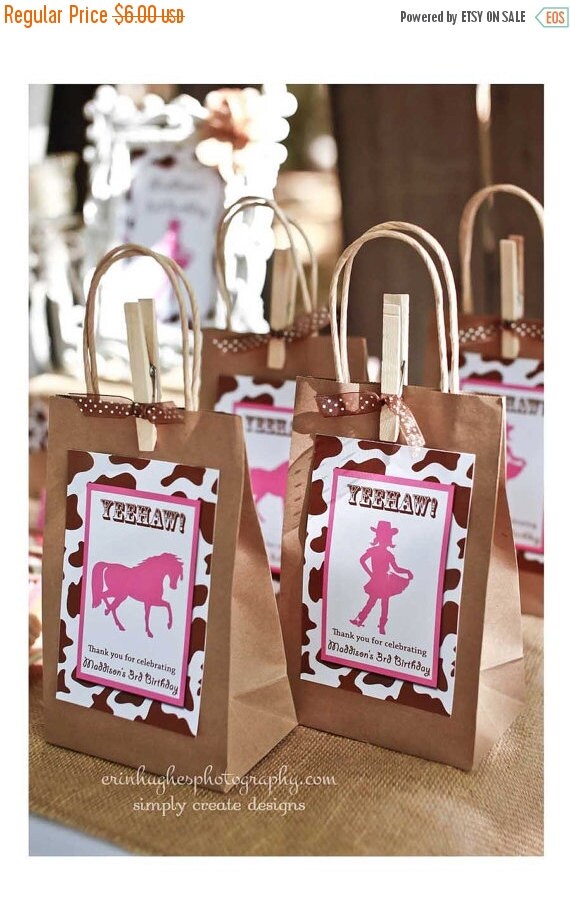 SALE Cowgirl Party Favor Bag Tag DIGITAL FILE 4x6 Jpeg Digital File Personalized Il_570xn