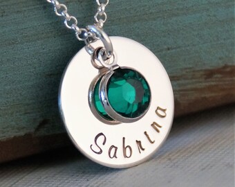 Name tag necklace / Personalized Jewelry / Hand Stamped Mommy Necklace / Sterling Silver
