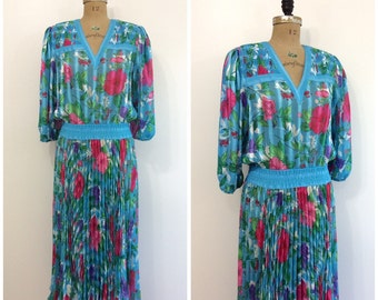 Vintage 1980s Diane Freis Dress 80s Gypsy Boho Dress