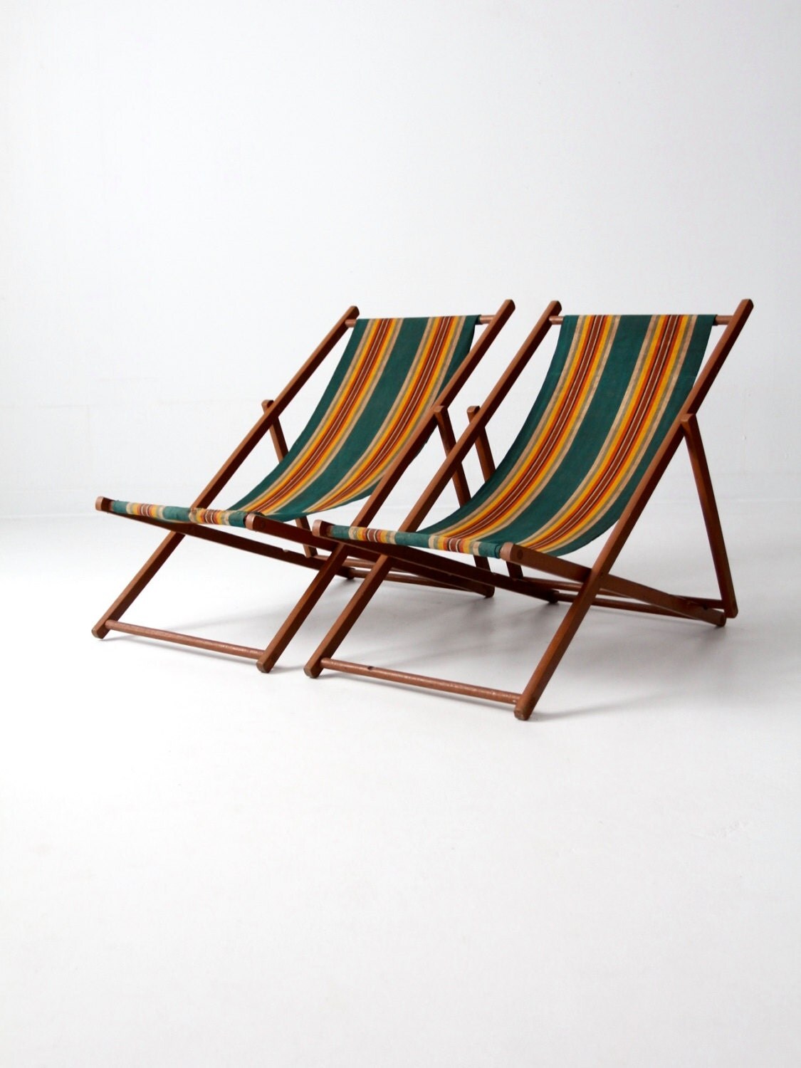 vintage deck chairs stripe beach folding chair by 86home on Etsy