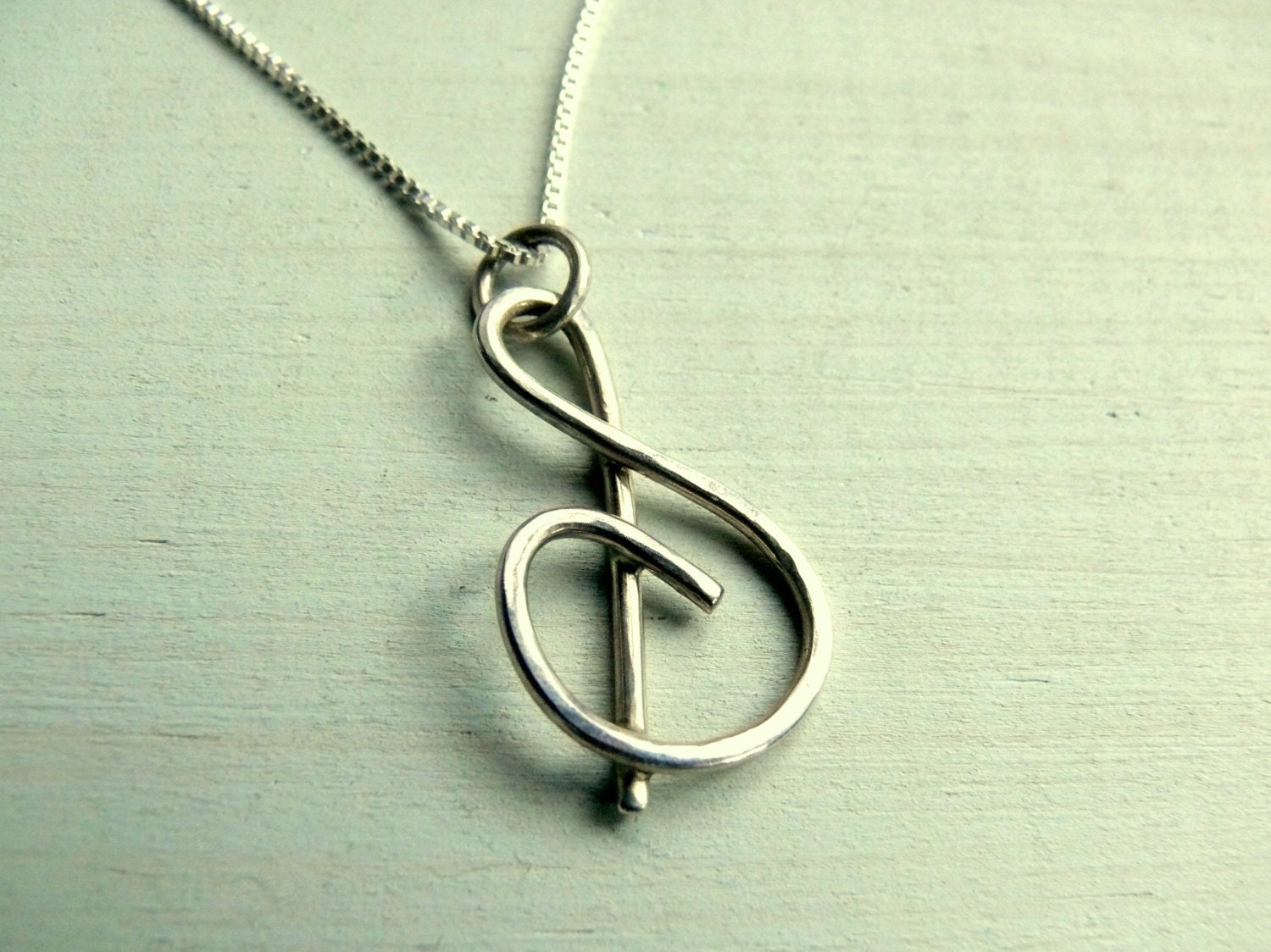 Silver Letter S Initial Necklace Cursive Name Pendant Sunshine