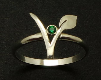 Silver Vegan Vegetarian Symbol Ring - Gift for Vegetarian - Vegetarian Jewelry - Vegan Birthday, Housewarming Gift - veganism gifts