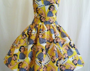 Vintage Prom Dress, Feminist Clothing, 1950's Dress style, Unique Clothing From Rooby lane