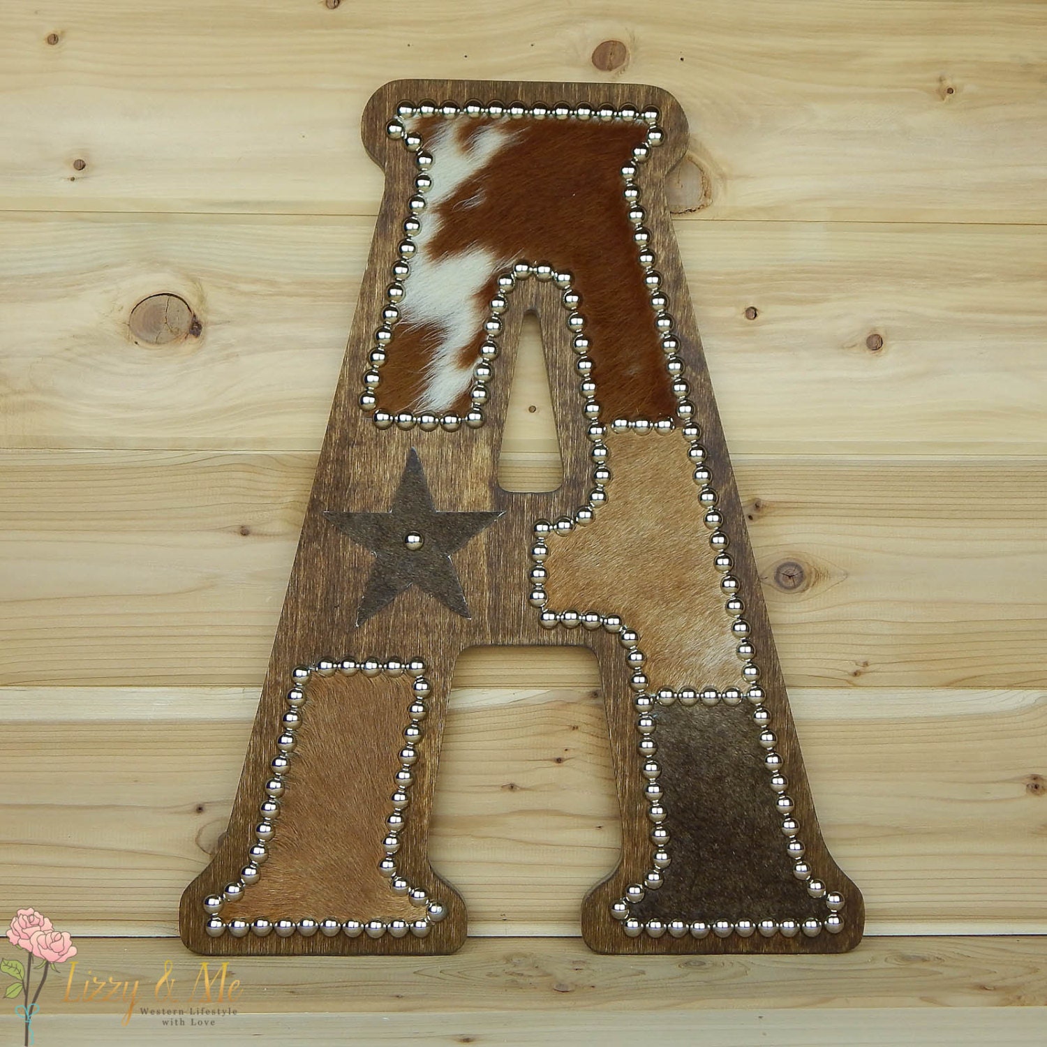 Cowhide Wall Letter A Western Home Decor Wall by LizzyandMe