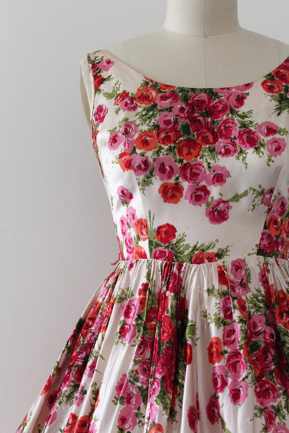 R E S E R V E D vintage 1950s dress // 50s floral evening prom
