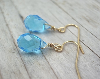 sky blue glass earrings jewelry earrings-bridesmaid earrings- teardrop earrings