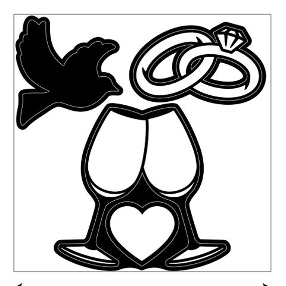 WEDDING THEME 3 Piece Die Cut Embossing Stencil Set by Darice