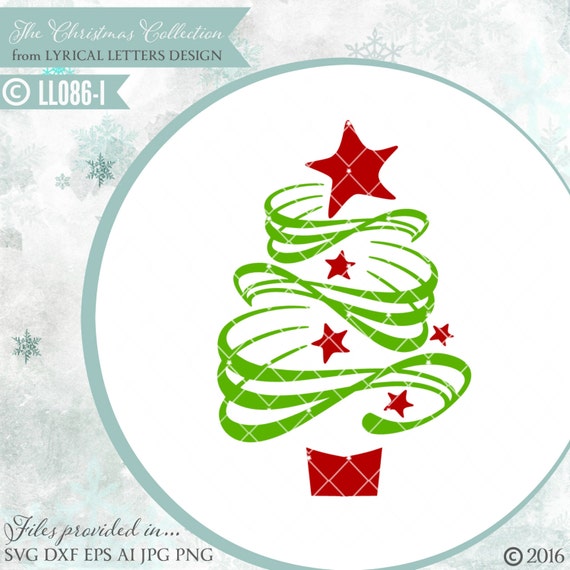 Download Swirly Christmas Tree with Stars LL086 I SVG Vector